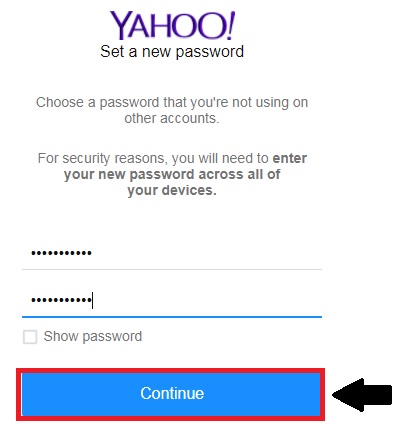 reset or change yahoo password