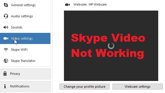 Skype video not working