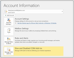 disable outlook addons
